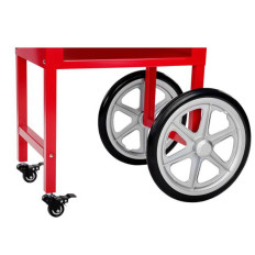 Machine à popcorn professionnelle mobile sur chariot 230V 1.5kW rouge.