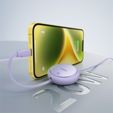 Kabelio FreeFront Cable Free2Pull USB-C - "iPhone" žaibas 20W 1m - violetinė