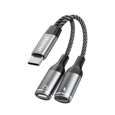 2in1 adapteradapter USB-C distributør for strøm og hodetelefoner - Grå