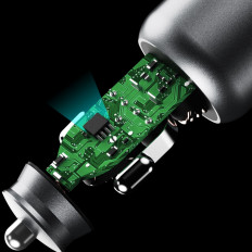 R4T 30W USB-A USB-C billaddare - Grå