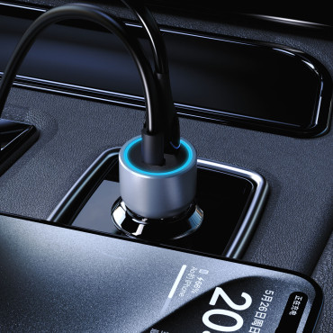 R4T 30W USB-A Carregador de Carro USB-C - Cinza