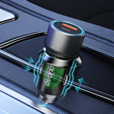 R4T 30W USB-A USB-C billaddare - Grå