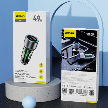 R4T 30W USB-A Carregador de Carro USB-C - Cinza