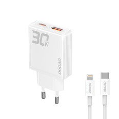 Network Loader Gan A30eul 30W USB-A USB-C + USB-C - Lyn - Hvidt kabel