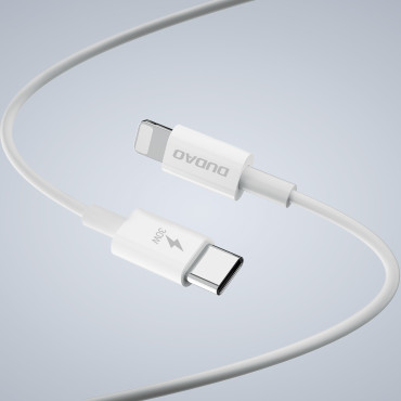 Caricatore di rete Gan A30EUL 30W USB-A USB-C + USB-C - Fulmine - Cavo bianco