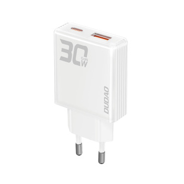 GAN A30EUL 30W USB-A Usb-C Carregador de rede - branco