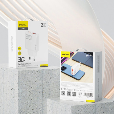 Gan A30EUL 30W USB-A USB-C Network Laddare - Vit