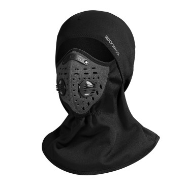 Sport Balaclava met masker en filter Nieuwe fluwelen fietsmotor Ski Turking - Zwart