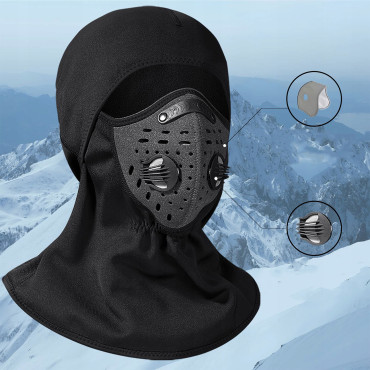 Sport Balaclava med mask och filter Ny Velvet Bike Motor Ski Treking - Svart