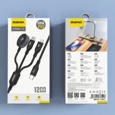 3in1 kabel USB-C kabel - usb-c / iphone strele / polnilnik za Apple Oglejte si PD 100W 1.2m - Črna