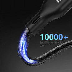3In1 kabelis USB-C kabelis - USB-C / iPhone zibens / lādētājs Apple Skatīties PD 100W 1.2m - melns