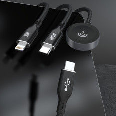 3In1 kabelis USB-C kabelis - USB-C / iPhone zibens / lādētājs Apple Skatīties PD 100W 1.2m - melns