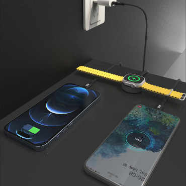 3In1 kabelis USB-C kabelis - USB-C / iPhone zibens / lādētājs Apple Skatīties PD 100W 1.2m - melns