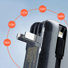 2in1 UK US E EU + PowerBank 10000mAh USB-C USB-A - GREY
