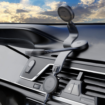Car Charger 15W Indukcija z Magsafe Cockpit ročajem - črna
