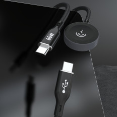 2in1 cabo de cabo com carregador para Apple Assista + USB-C PD 60W - Preto