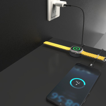 2in1 kaabeljuhe laadija jaoks Apple Vaata + USB-C Pd 60W - must