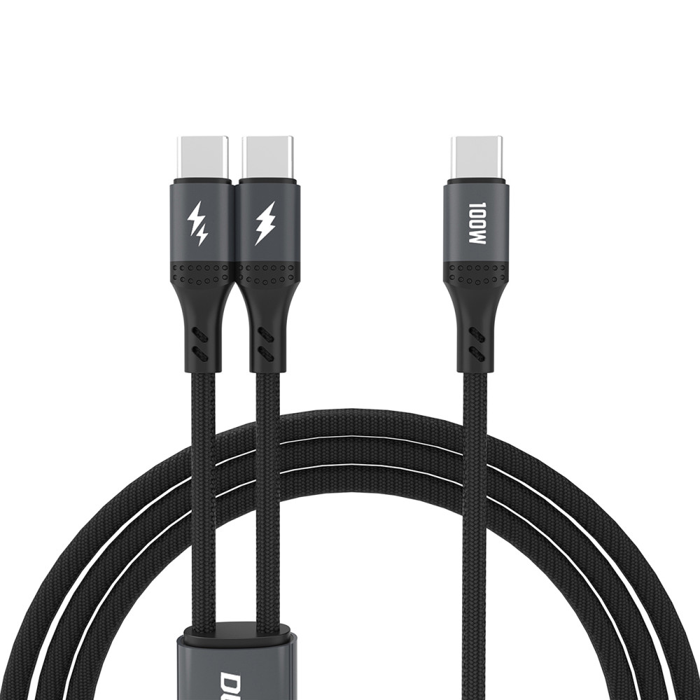 2In1 Kabel L3F-kabel för laddning 2 USB-C-telefoner - 2x USB-C 100W 1.2m - svart