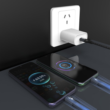 2in1 kabel L3F kabel za nalaganje 2 USB-C telefoni - 2x USB-C 100W 1.2m - Črna