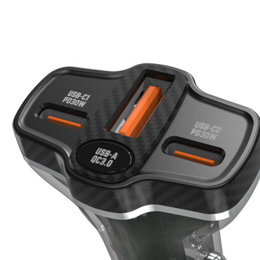 R78 78W USB-C PD / 2XUSB-A Billaddare - Svart