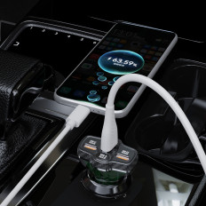 R78 78W USB-C PD / 2XUSB-A autó töltő - fekete