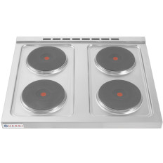 Brīvi stāvoša elektriskā virtuve, kas balstīta uz tērauda 4 x 2.6kW platums 80cm