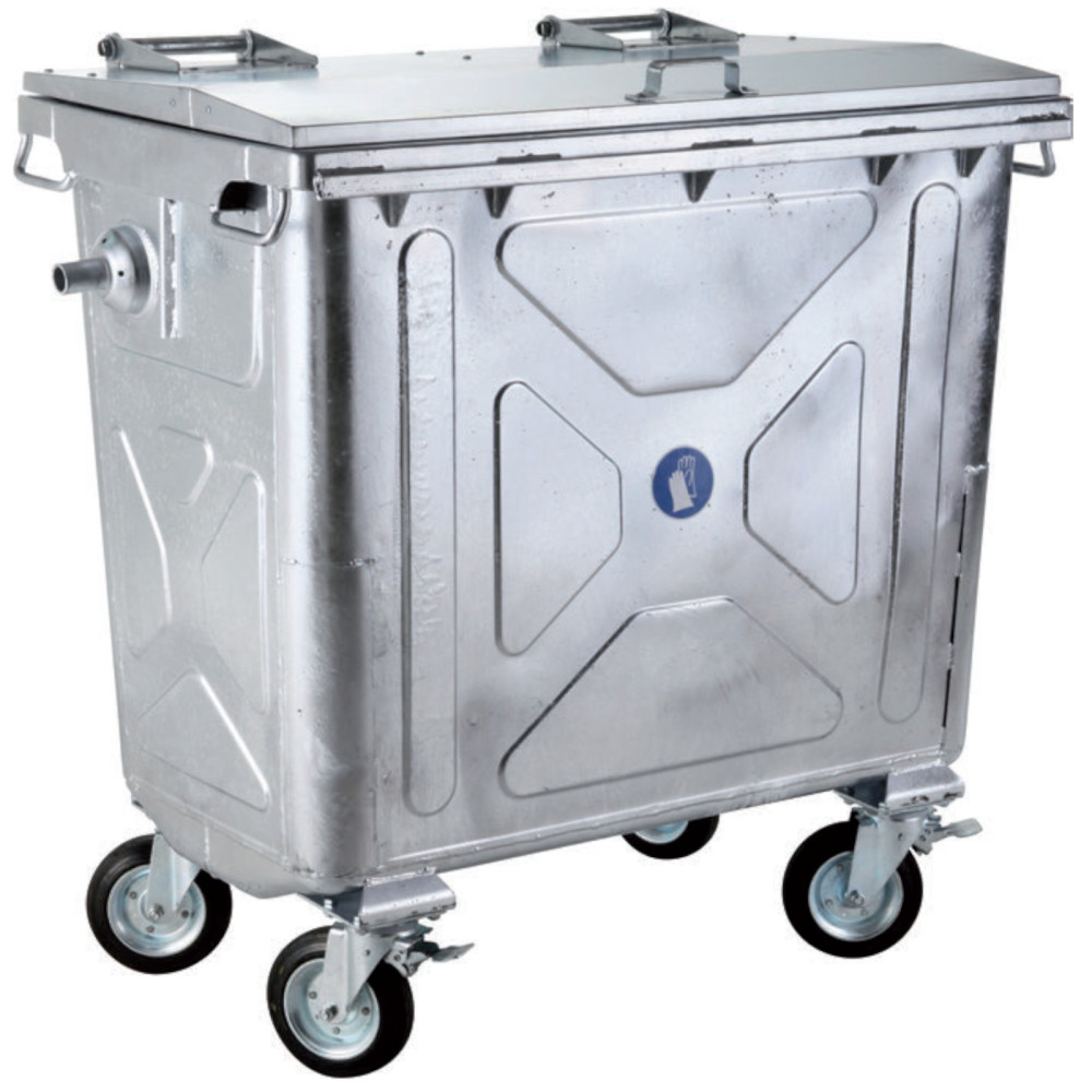 Conteneur en acier métallique pour ordures déchets frêne réfractaire FR 840-2 660L