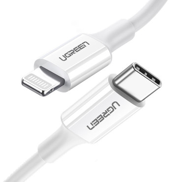 Kabelis MFI kabelis USB-C - IPHONE LIGHTING 20W 3A 0.25m - balts