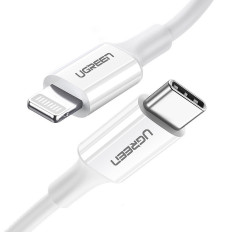 Cabo de Cabo MFI USB-C - iPhone Lightning 20W 3A 0.25m - branco