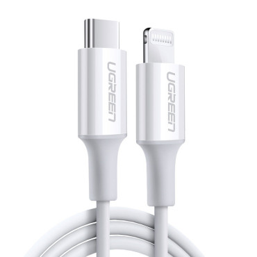 Cabo de Cabo MFI USB-C - iPhone Lightning 20W 3A 0.25m - branco