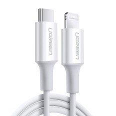 Cabo de Cabo MFI USB-C - iPhone Lightning 20W 3A 0.25m - branco