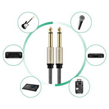 Cable AV128 AUDIO CABLE MONO TS JACK 6.35mm 5m - pilka