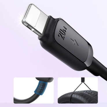 Kabel-Multi-Color-Serie A14 A14 USB-C - iPhone-Blitz 20W 1,2 M - Schwarz