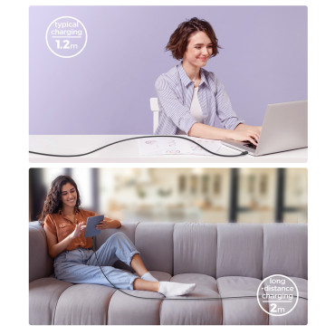 Kabelių daugialypės spalvos serija A14 A14 USB C - "iPhone" žaibas 20W 1,2 m - juoda
