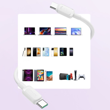 Kabeļu multi-krāsu sērija A14 vads USB-C - USB-C 100W 1.2 m - balts