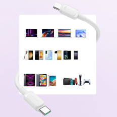 Kabeļu multi-krāsu sērija A14 vads USB-C - USB-C 100W 1.2 m - balts