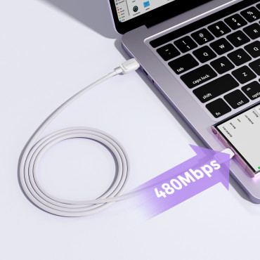 Kabel Multi-Color Series A14 USB-A - USB-C 3A 1,2 m - Vit