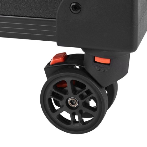 ASSISTENTE MÓVEL DE CABELEIREIRO GABBIANO V21 PRETO — close-up das rodas
