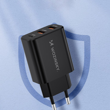 30W USB-C 2x USB-võrgulaadija - must