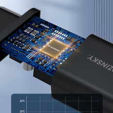 30W USB-C 2X USB-A Sieťová nabíjačka - čierna