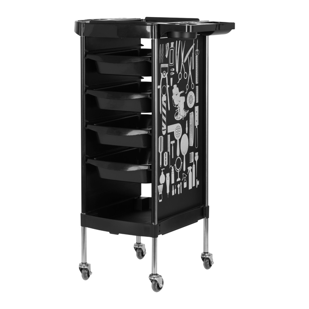 Chariot de coiffeur Gabbiano X11-9 Graphismes noirs — vue latérale