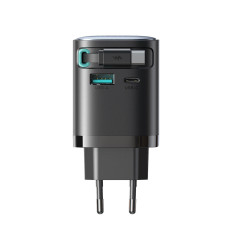 Maskinlastare 65W USB-A USB-C med inbyggd USB-C-kabel - Svart
