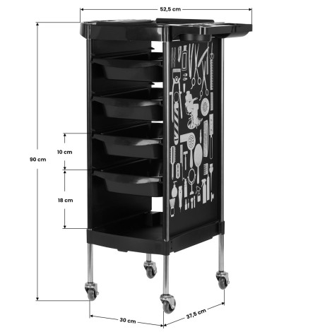 Carrello Parrucchiere Gabbiano X11-9 Black Graphics