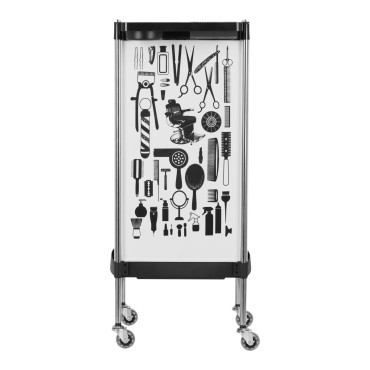 GABBIANO HAIRDRESSER TROLLEY X11-9 WHITE GRAPHICS — front view