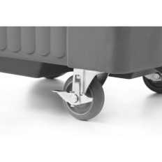 Conteneur thermo-isolant pour le transport de glace, mobile sur roues, capacité 110L.