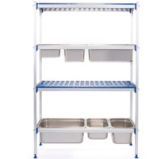 Gastronomska pomnilniška omara za aluminijasto kuhinjo za kontejnerje GN1 / 1 širine 112cm