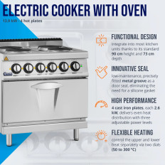 Cocina eléctrica con horno 4 quemadores 400 v 13.9 kW