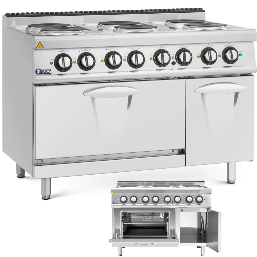 Cuisine électrique avec armoire à four 6 brûleurs 400 v 19.1 kW