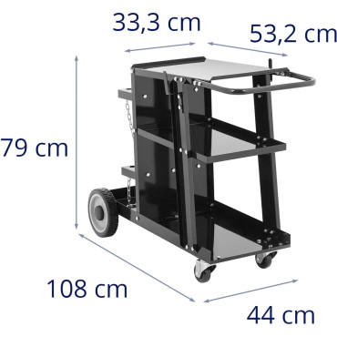 Workshop Welding Trolley with a place for a bottle 3 levels up to 65 kg