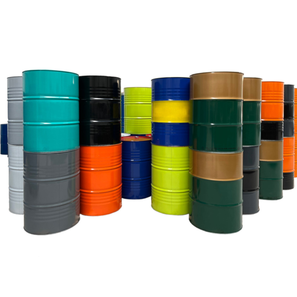 Metalen stalen vat 216.5L met groeven 3/4 en 2 stoppers - mix kleuren